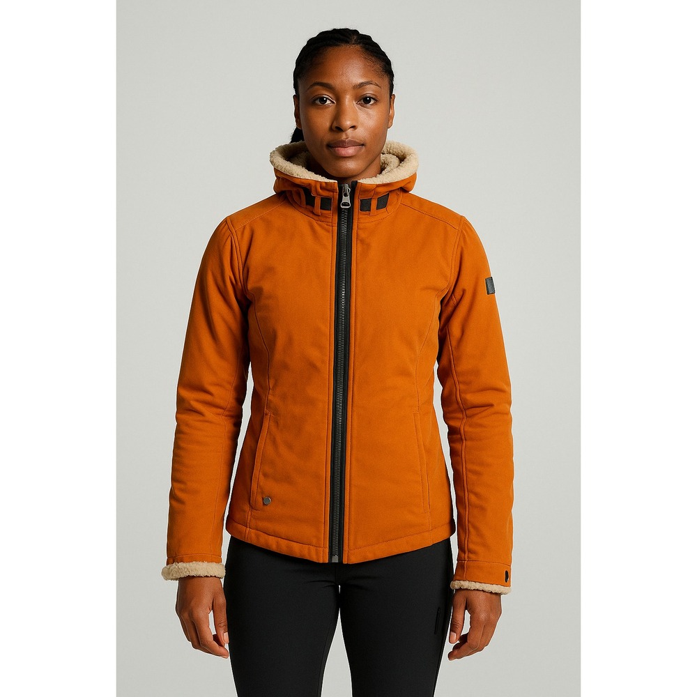 Hell Is For Heroes Jacket Women's Size 42 Orange Ski Parka Faux Fur Trim Fleece